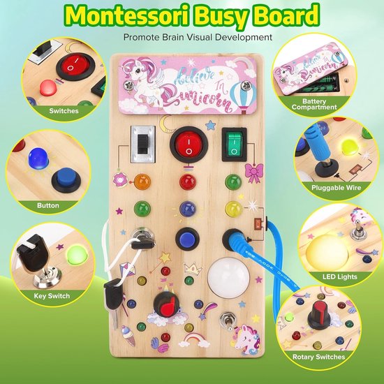 LIFKOME Montessori Busy Board Accessoires LED-schakelaar knop