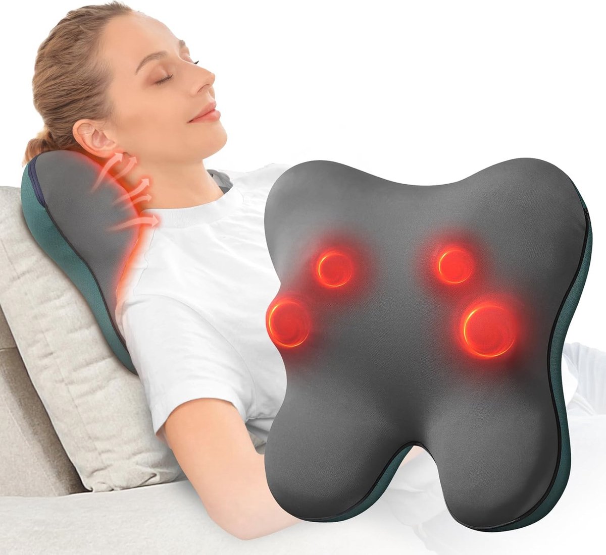 Goedkoopste Shiatsu Massagekussen met Warmte voor Spierpijnverlichting - Ergonomisch Ontwerp voor Nek, Schouders en Rug