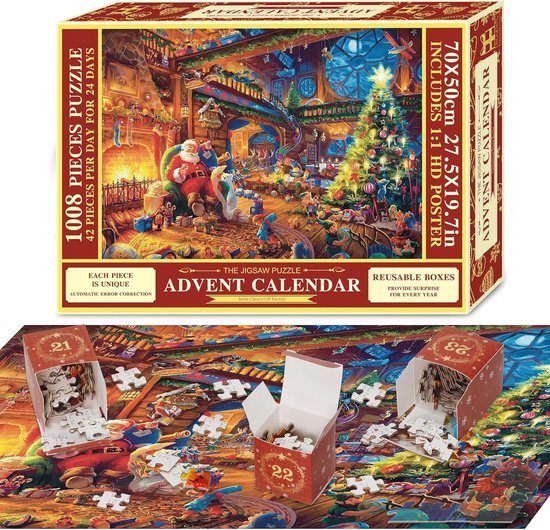 Adventskalender 2024 met Puzzels voor Volwassenen en Kinderen
