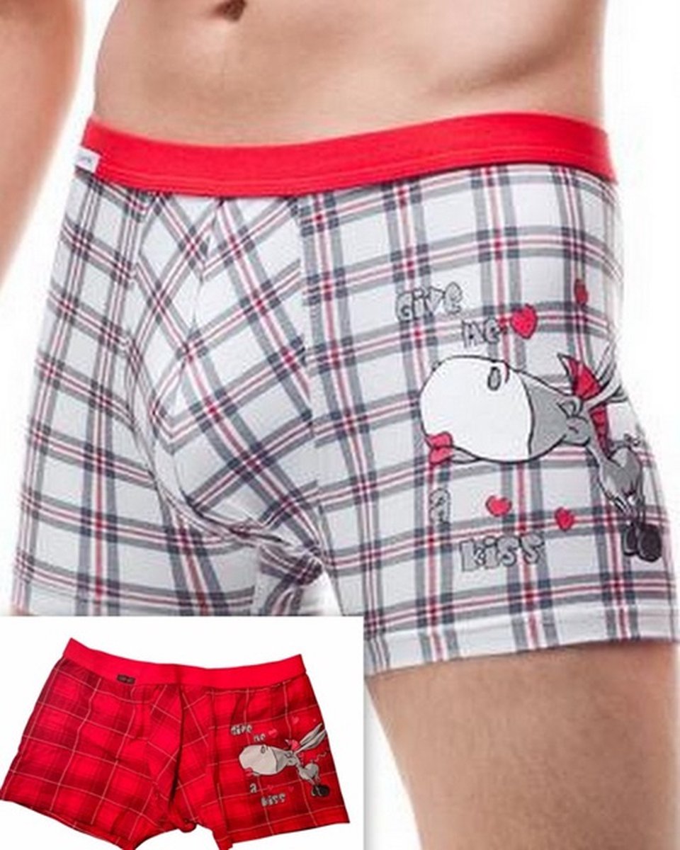 Goedkoopste Cornette - heren katoen shorts- rood- Give me a kiss - Valentijnsdag cadeau - XL