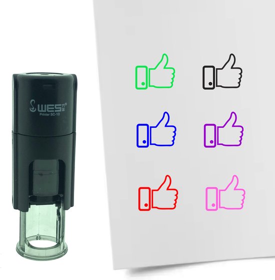 Tampon ou Tampon d'un Like ou Thumbs up avec 10mm rond avec de l'encre noire