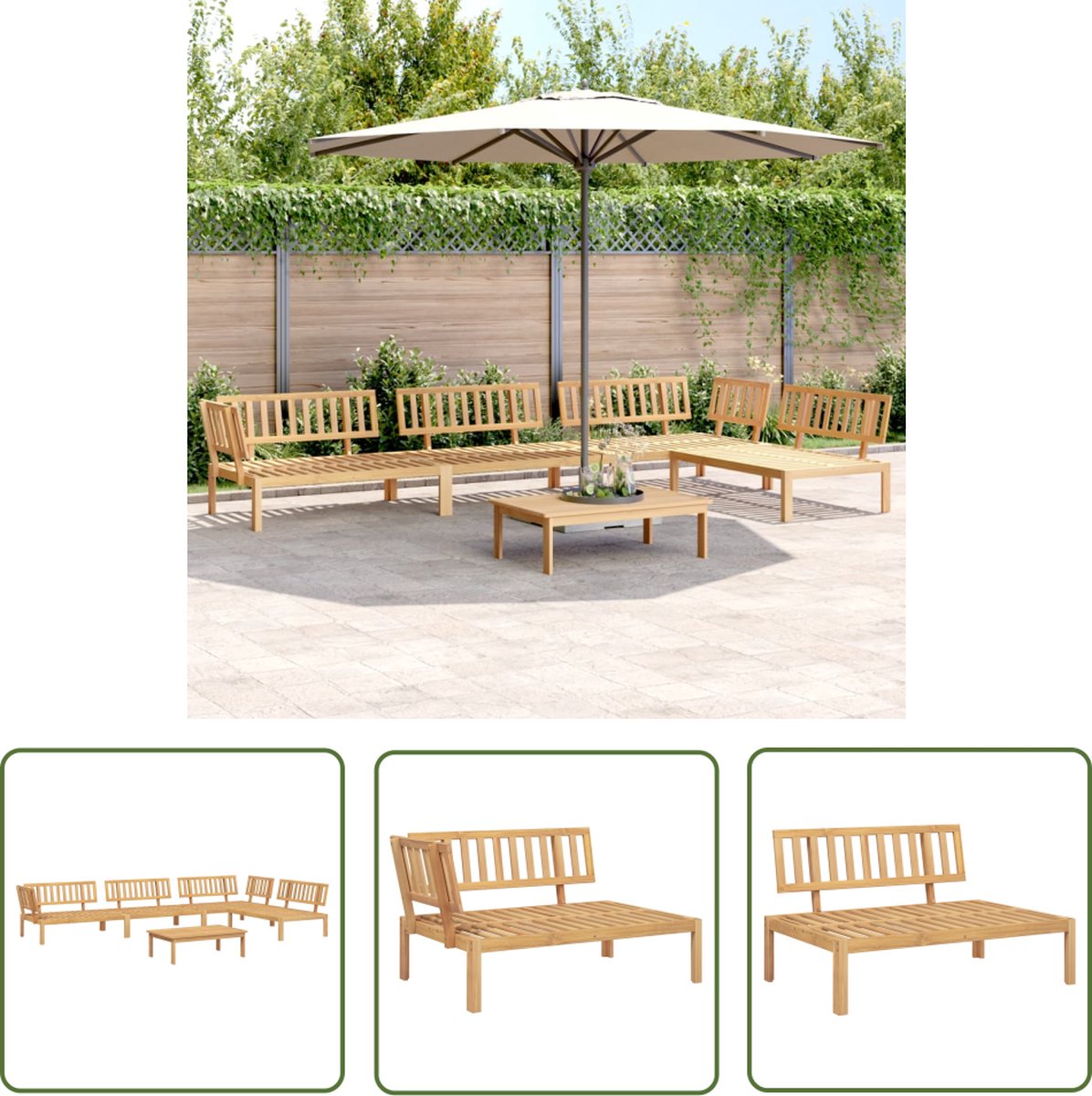 vidaXL Tuinset - Loungeset - 5-delige Loungeset pallet massief acaciahout - Acacia Hout - Outdoor Furniture - Patioset