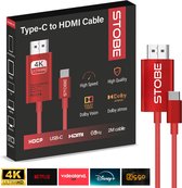 Câble streaming STOBE® USB-C vers HDMI - Support HDCP pour films - 4K@60Hz - 2 mètres - Convient pour mini projecteurs - téléphone - ordinateur portable - TV - moniteur