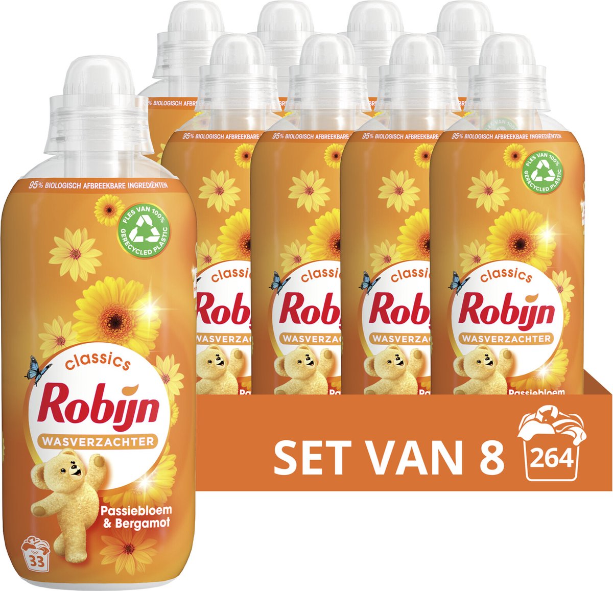 Goedkoopste Robijn Classics Wasverzachter - Passiebloem & Bergamot - bevat 95 biologisch afbreekbare ingrediënten - 8 x 33 wasbeurten