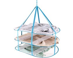 Opvouwbare winddichte netmand voor truien - 3-laags textielnet (blauw)