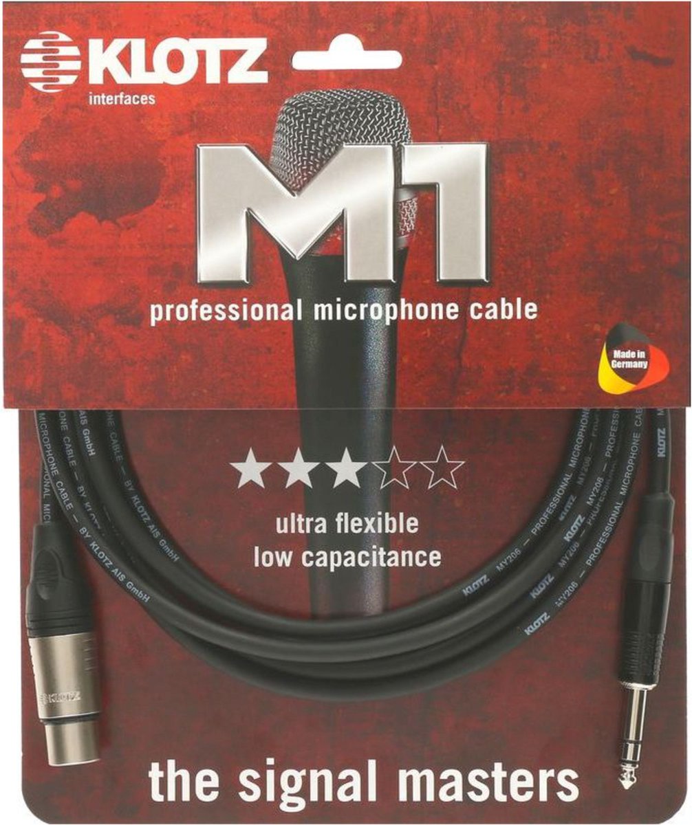 Klotz M1FS1K0500 microfoonkabel 3p XLR female - 6.35 mm 3p jack 5 m