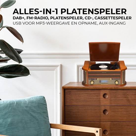 Denver Retro Platenspeler - DAB /FM Radio - CD - Cassette - Bluetooth