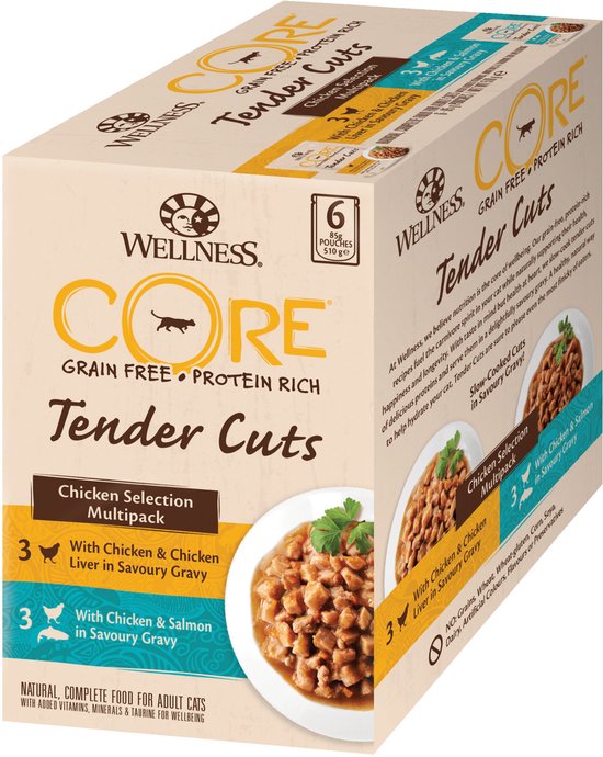 Wellness Core Tender Cuts Chicken Selection - Katten natvoer -  6 x 85 g