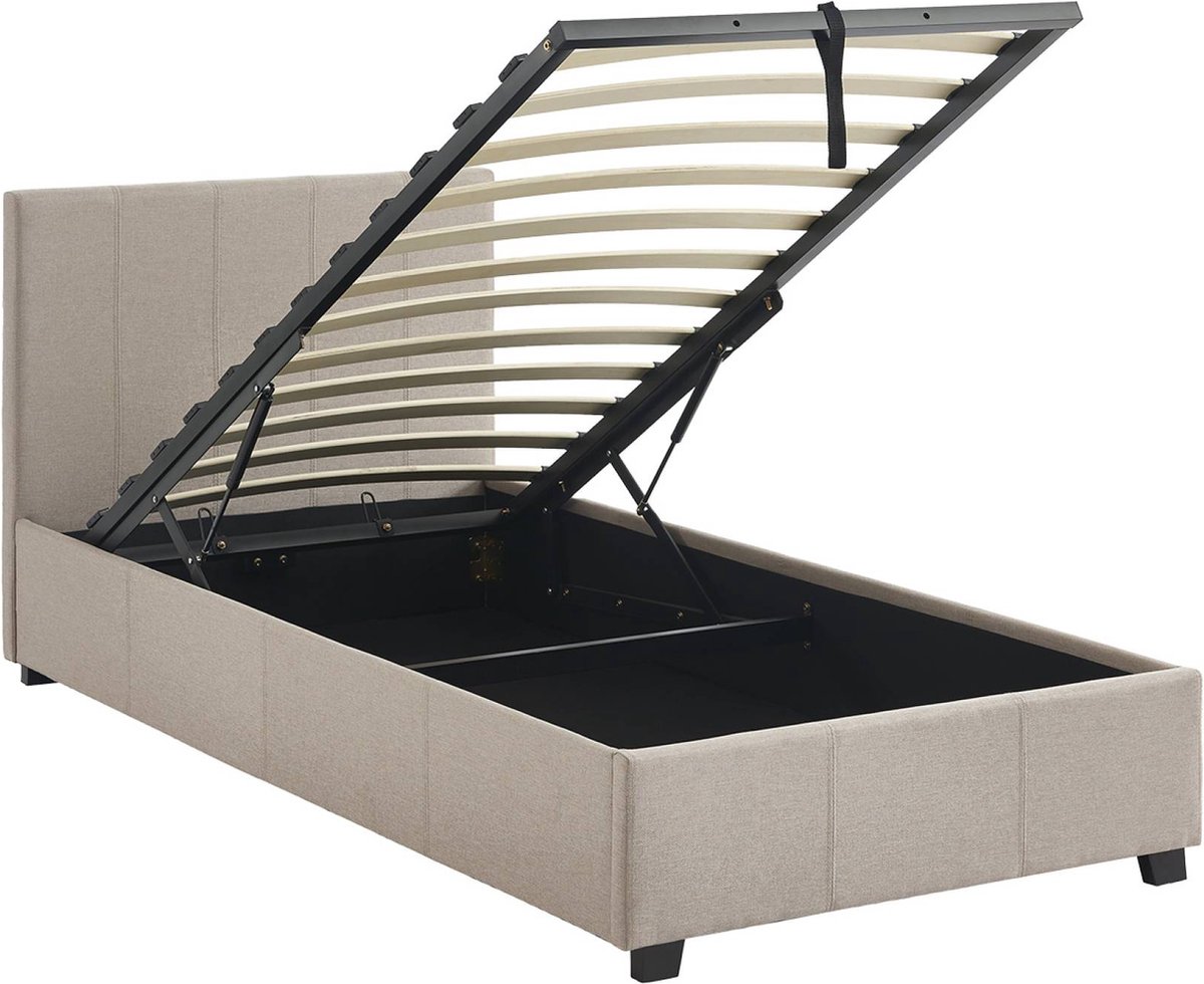 sweeek Bed met lattenbodem en hoofdeinde, b 202 x d 97,5 x h 86cm Beige