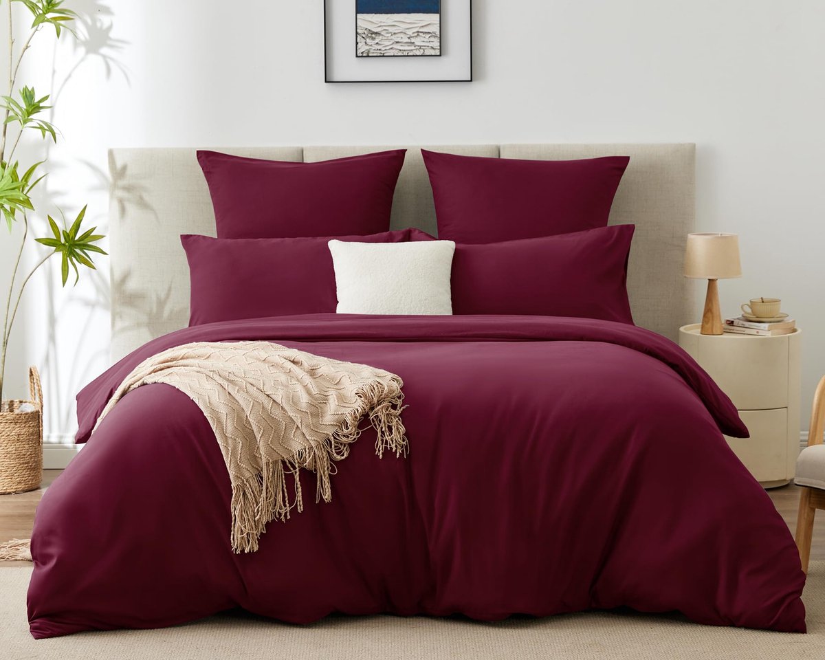 JGS ® Beddengoed Set 3-delig 240x260 cm in Dieprood voor Stijlvol en Comfortabel Slapen