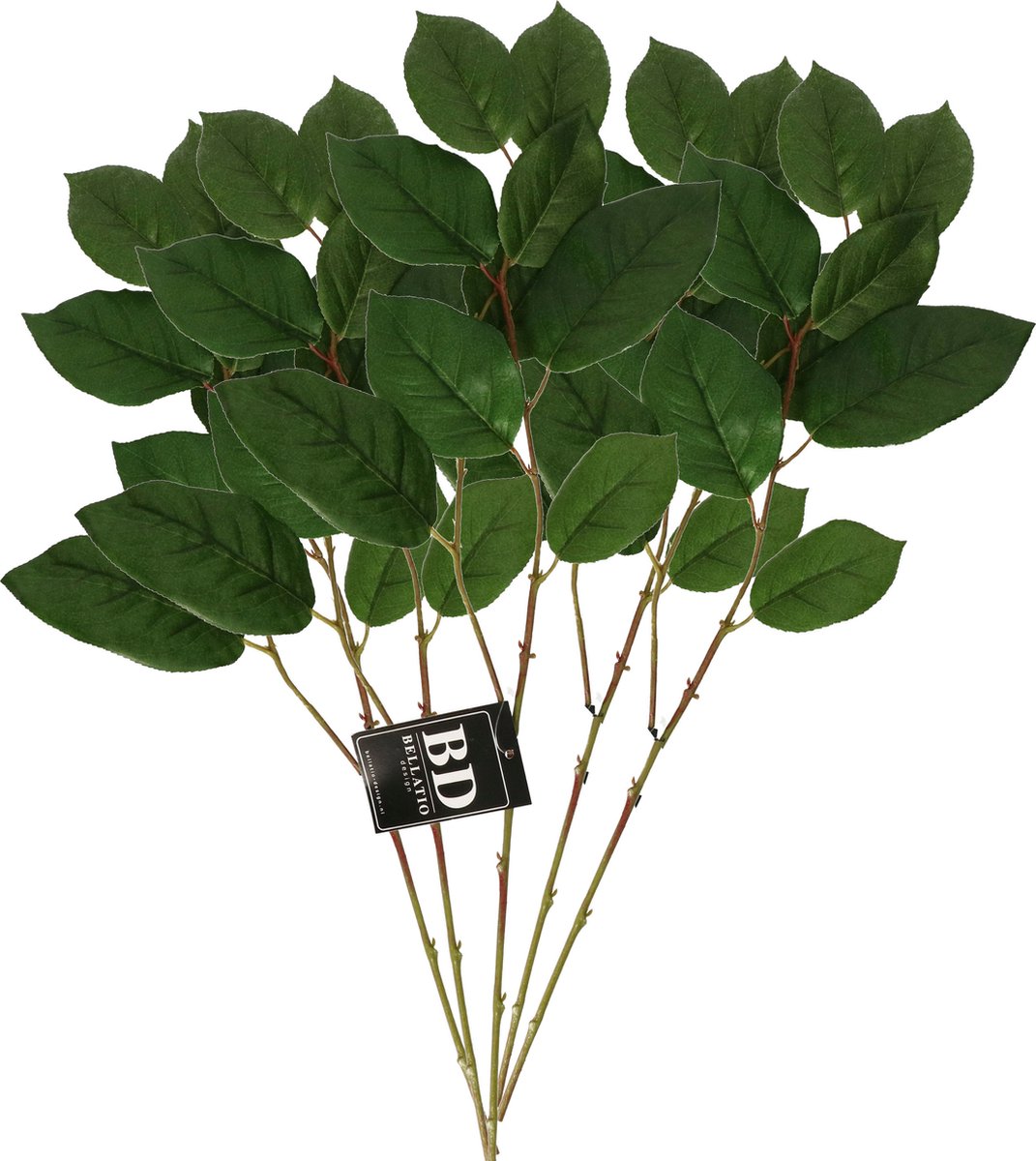 Bellatio Design Kunstbloem bladgroen tak Salal/Appeltjesblad - 5x - 77 cm - boeket opvulling - groen Donkergroen