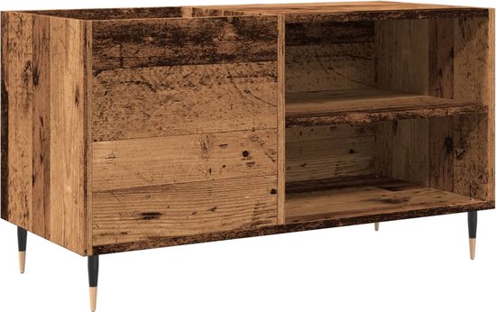 Platenkast 84,5x38x48 cm bewerkt hout bruin eikenkleur