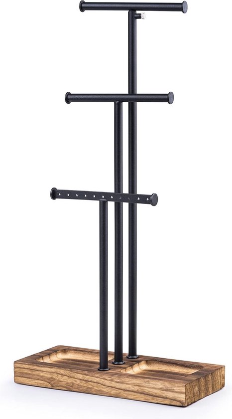 NUODWELL Sieradenstandaard organizer, ketting oorbel houder, sieraden toren display rek opslag boom met oorbel lade en gaten voor ringen armbanden horloges (wit