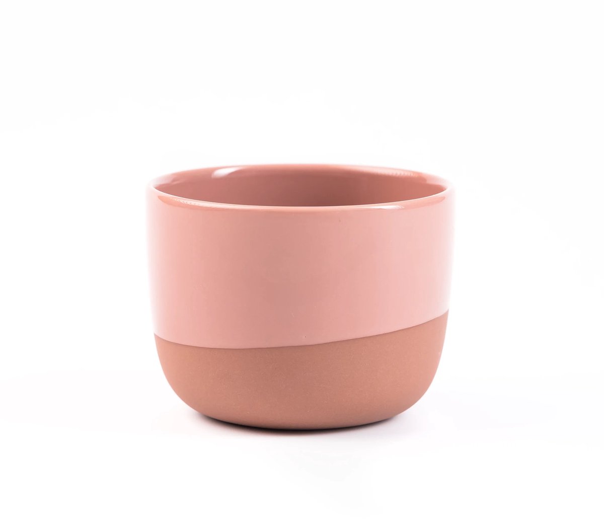 Latte kop – 250ml - Half Glazed - Terracotta Pink - Cappuccino kop - groot - Handgemaakt – Porselein – Koffiekopjes – Espressomachine - Barista Essentials