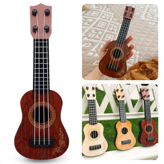 Cheqo® Mini guitare pour Enfants - Guitare Jouets - Houten Speelgoed 26 cm - Jouets musicaux Éducatif pour les tout-petits
