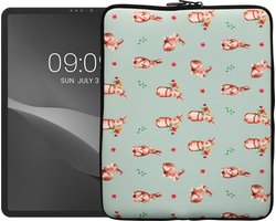 kwmobile universele tablethoes - Stevige en stijlvolle hoes voor tablets - Neopreen tablet sleeve - Compatibel met 13" Tablet - Konijntjes en Bloemen design