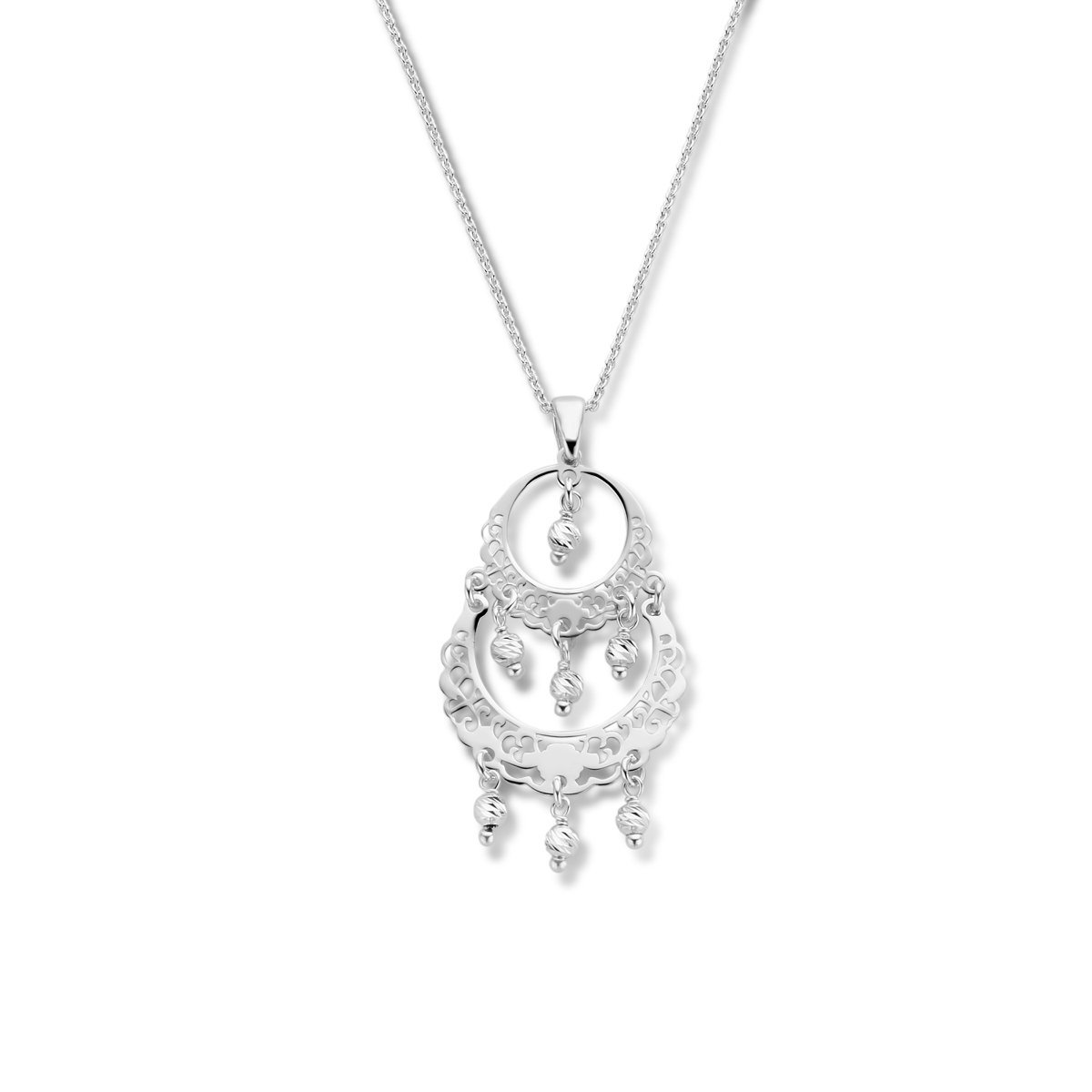 zilver gerhodineerd collier filigrain 45 + 5 cm 1336403