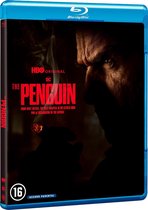 Blu-ray hoes van "The Penguin" met Colin Farrell die een sigaar rookt, dichtbij. "HBO Original" en "The Penguin" logo's zijn zichtbaar.