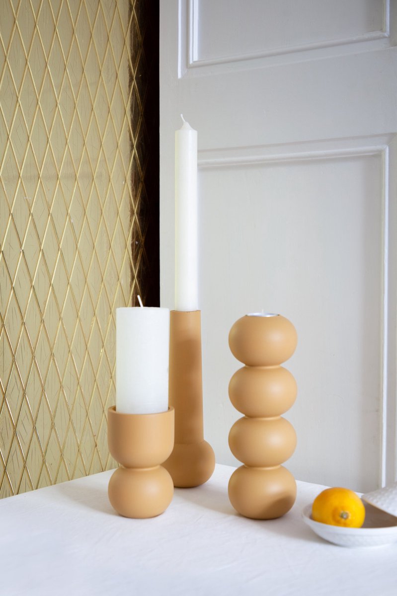 Candleholder cone low - Yellow