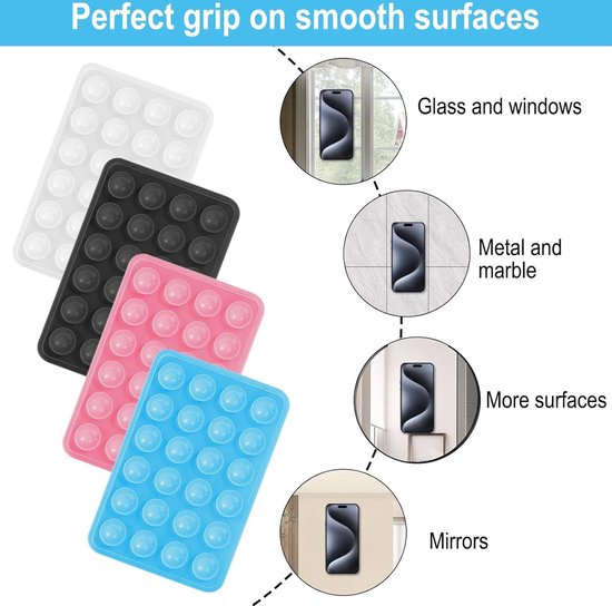 6 stks siliconen zuig telefoon case zelfklevende mount, siliconen