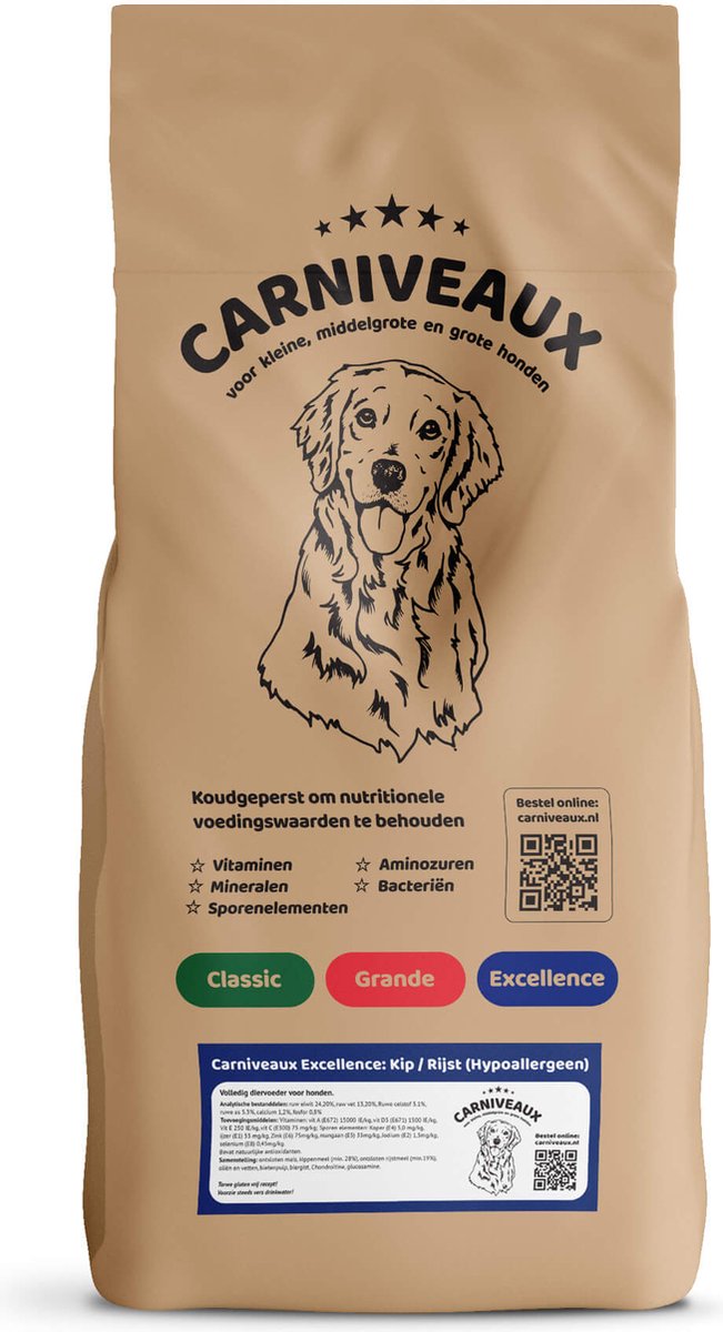 Carniveaux Excellence: Kip / Rijst (hypoallergeen) - 15kg
