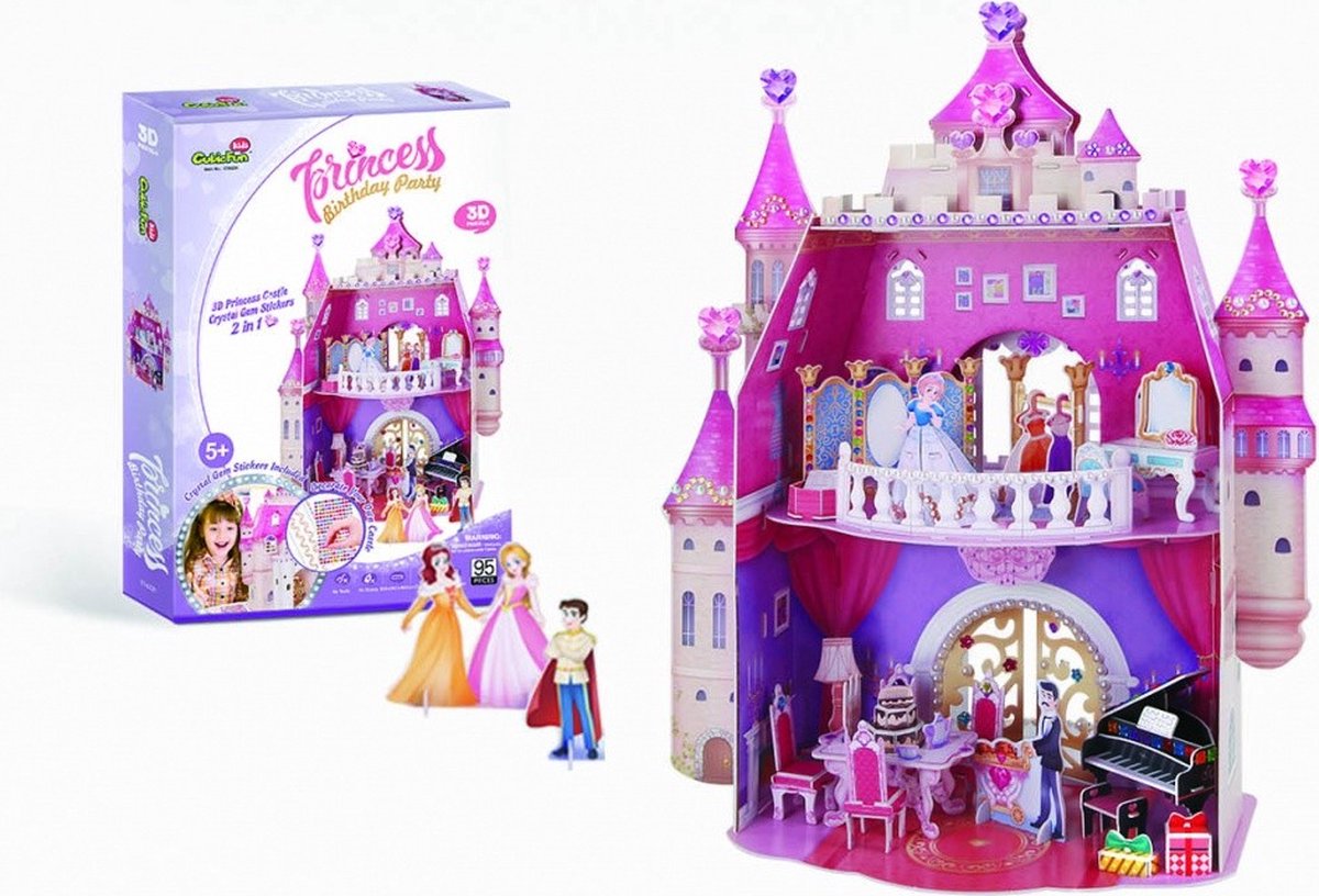 Goedkoopste Cubic Fun 3D puzzel - Princess Birthday Party - 95 stukjes.