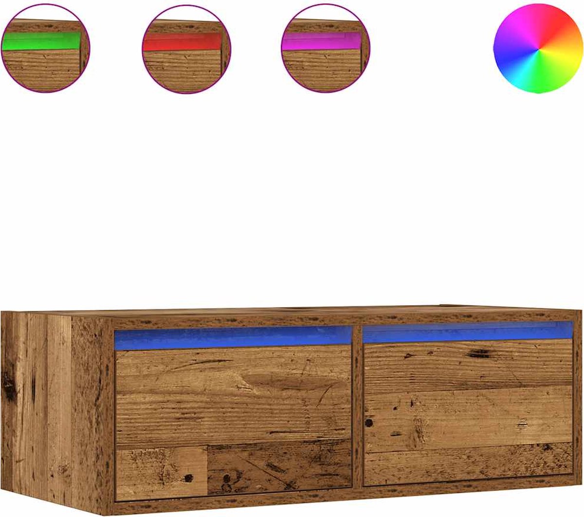 vidaXL - Tv-meubel - met - LED-verlichting - 75x35,5x25 - cm - oud - houtkleurig
