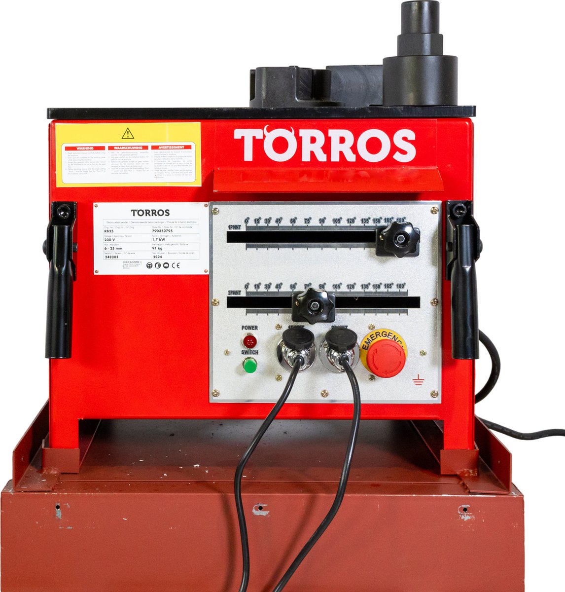 Elektrische betonstaalbuiger buigen betonstaal van 6 tot 32 mm 0° tot 180° 2,8/3 kW 230V Torros RB32