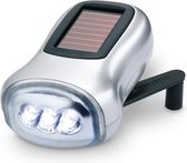 Knijpkat dynamo - Zaklamp - Opwindbaar - Met zonnepanel - 3 LED's - Grijs