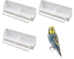 Goodivery ® Buitenkooi Voeder- en Waterbakjes Set voor Vogels - 3 Stuks, Handige Compartimenten, Wit