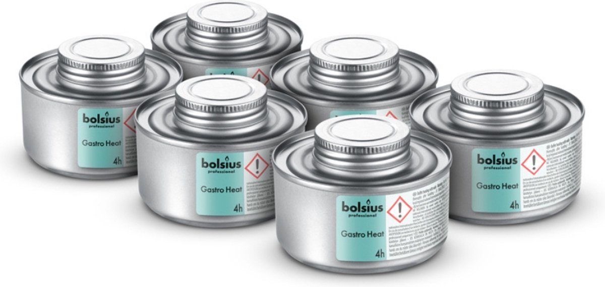 Bolsius Gastro heat - Buffetverwarmer - 4 Branduren - 6 stuks per verpakking Zilver