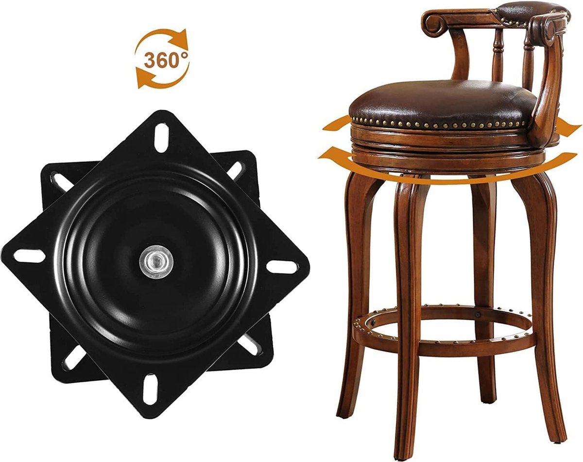 Draaiplaat, universele heavy-duty 360 graden vierkante draaitafel, montageplaat voor fauteuil stoel barkruk vierkante draaibare meubelvervanging(8in