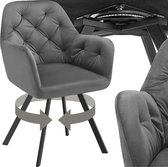 Bol.com tectake® - Draaistoel in fluweellook - Eetkamerstoel met armleuningen - Ergonomische zitting en rugleuning - 180 graden ... aanbieding
