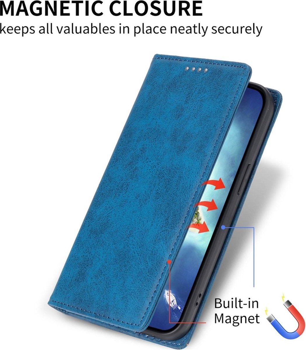 Mobigear Telefoonhoesje geschikt voor Xiaomi 14T Pro Hoesje | Mobigear Wallet Bookcase Portemonnee | Pasjeshouder voor 1 Pasje | Telefoonhoesje voor Pinpas / OV Kaart / Rijbewijs - Blauw