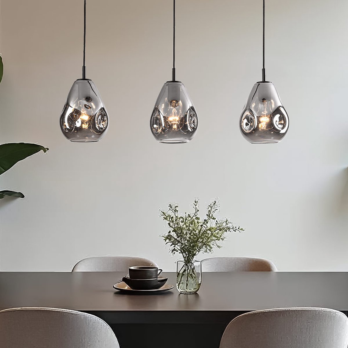 LumenXL 3-lichts design hanglamp zwart - smoke glas - Faliste