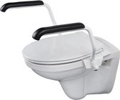 Luxe toiletbeugelset met armleggers 25 cm inclusief zitting met deksel staal wit