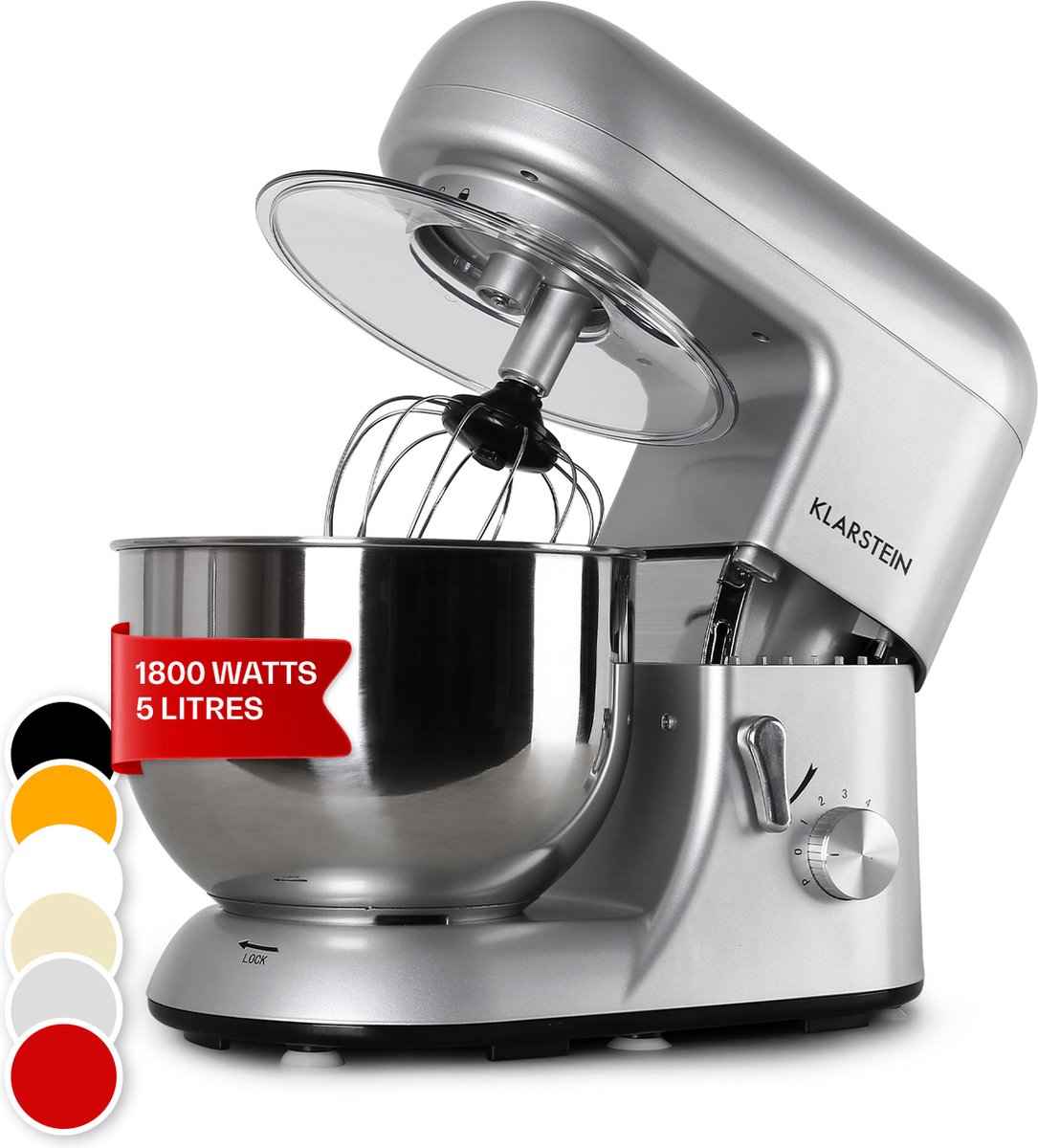 Klarstein Bella Zilver 1200W 5.2l Roestvrijstaal keukenmachine