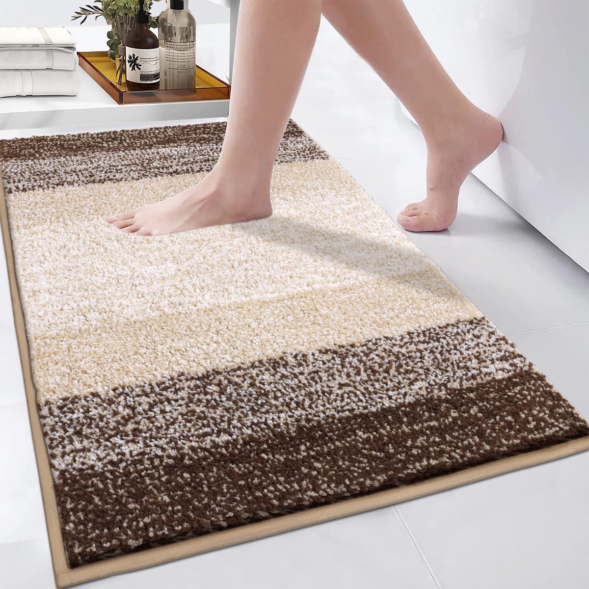 La'Moussawi ® Extra Zachte Antislip Badmat voor Luxe Badkamerervaring Koffiekleur 45 x 65 cm