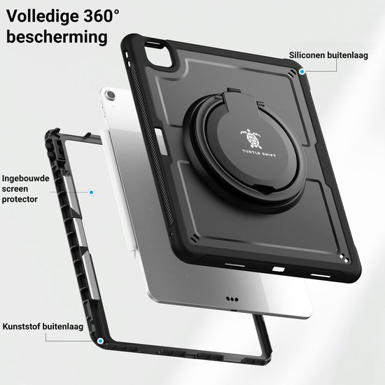 Étui Turtle Shift Perfect Grip iPad Air 6 M2 avec protection d'écran - 13 pouces (2024) - Noir