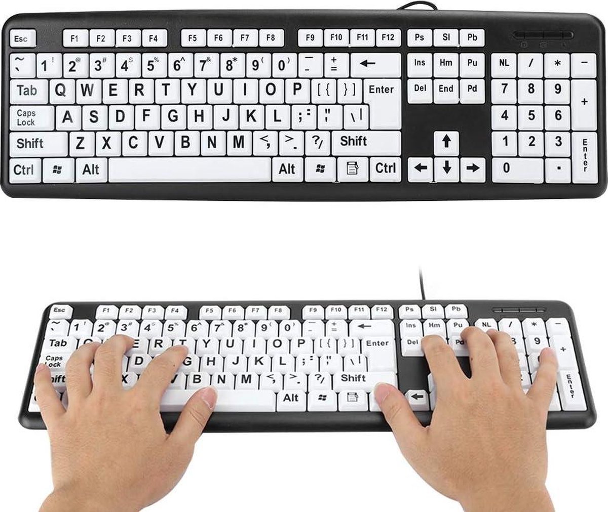 Apple bluetooth grootletter toetsenbord witteachtergrond - Low Vision Shop