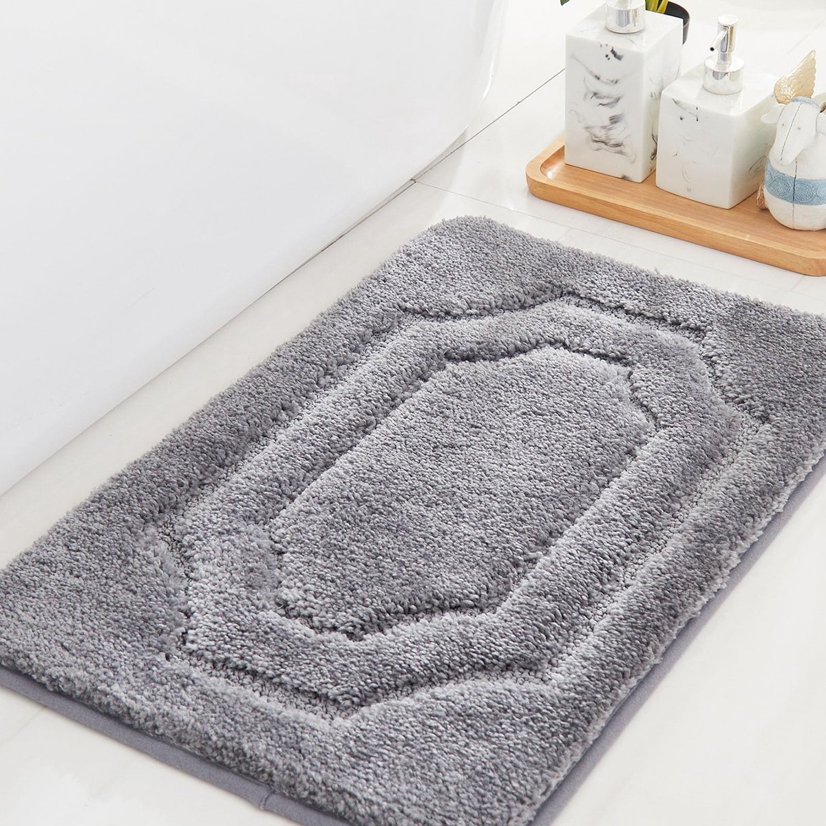 La'Moussawi ® Zachte en Comfortabele Antislip Badmat voor Badkamer, Douche en Toilet in Grijs