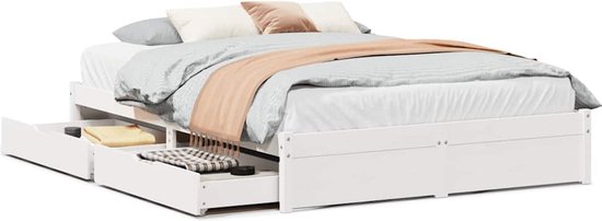 vidaXL - Cadre de lit - sans - matelas - solide - bois de pin - blanc - 120x200 - cm