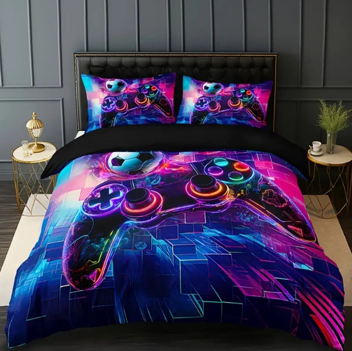 Game Dekbedovertrek | Dekbedovertrek 135x200cm met 2 bijhorende kussenslopen | Controller Dekbedovertrek | Grappig Dekbedovertrek | Tiener Dekbedovertrek | 100% polyester | Exclusief Dekbed