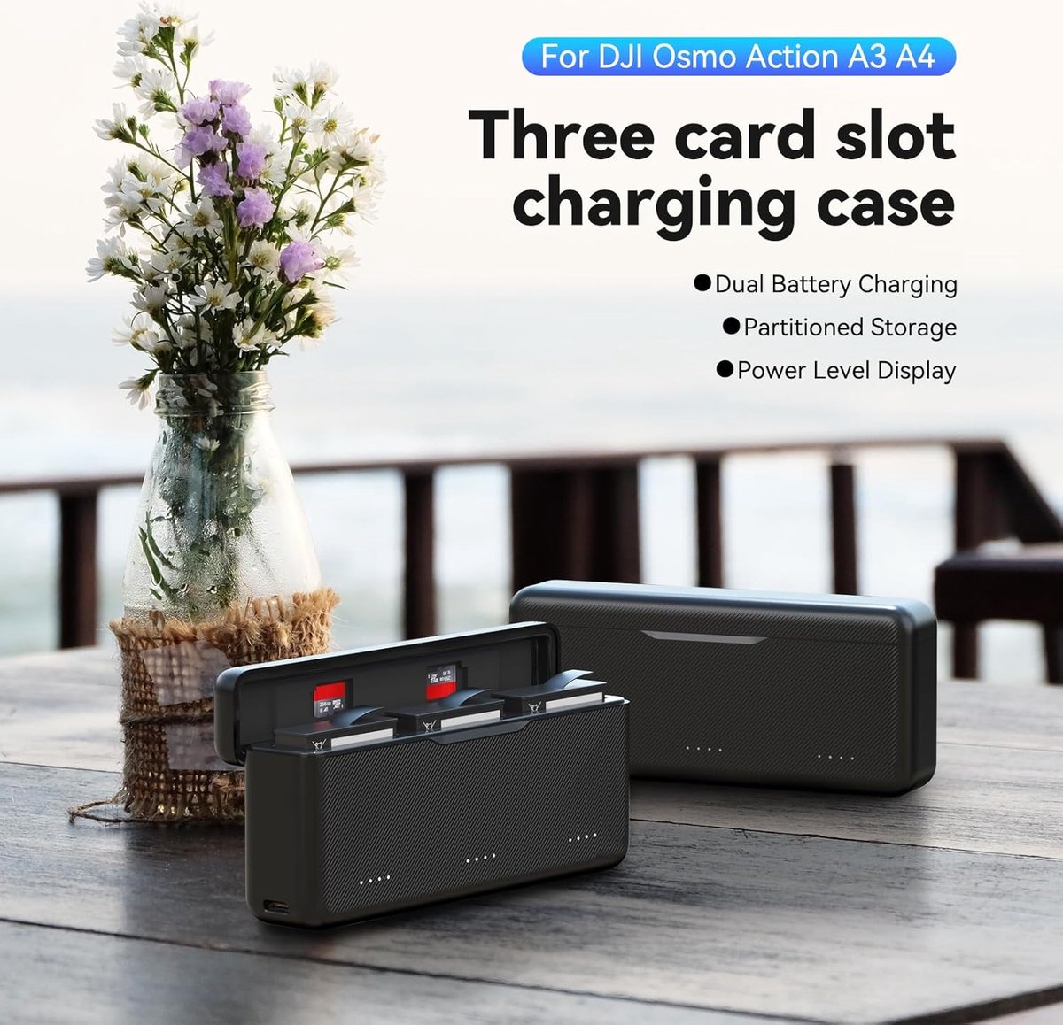 3 stuks Osmo Action 5 Pro acculaderset, 3-kanaals acculader voor DJI