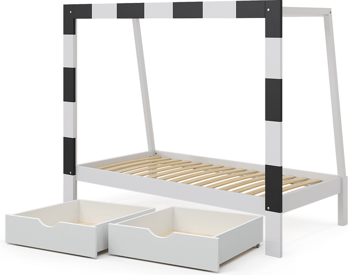 Vitalispa Voetbaldoel Kinderbed – 80x160 cm met lade Wit