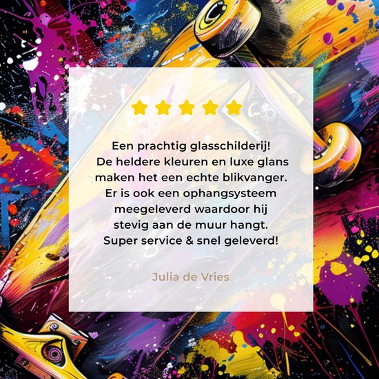MuchoWow® Glasschilderij 90x90 cm - Schilderij acrylglas - Graffiti - Sport - Skateboard - Skate - Foto op glas - Muurdecoratie woonkamer - Wanddecoratie slaapkamer - Schilderijen