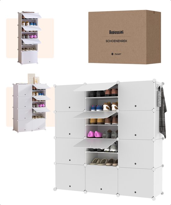 SUBTLETY Verstelbare schoenenstapelaar, schoenenrekken, 20 stuks, schoenenorganizer, set van 3 in hoogte verstelbaar, antislip, dubbellaags PP-schoenen, organizer, schoenenopslag, ruimtebesparende