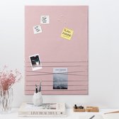 Tableau d'affichage mural Navaris avec ruban - Porte-photo 44 x 30 cm - Tableau d'affichage photo en velours - Pour photos et cartes postales - Comprend des épingles - Rose