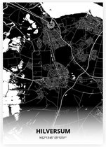 Hilversum plattegrond - A3 poster - Zwarte stijl
