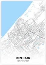 Den Haag plattegrond - A2 poster - Zwart blauwe stijl
